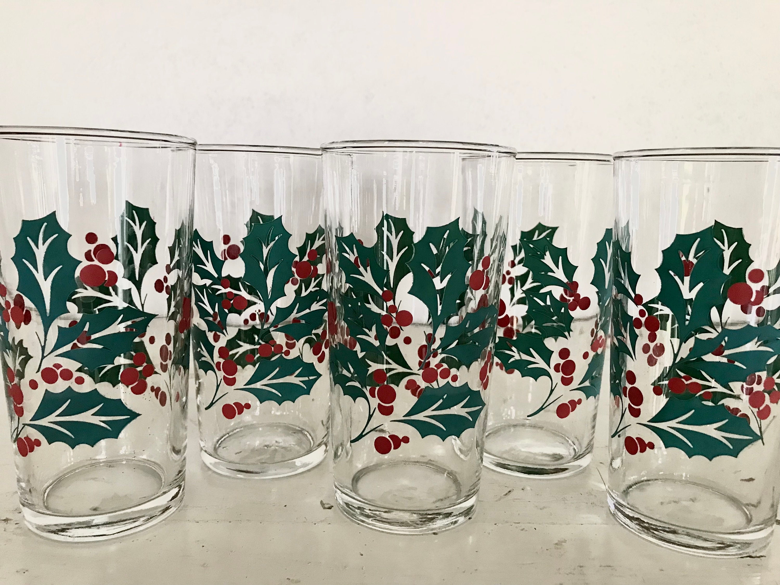 Vintage High Ball Holly Drinks Glasses, Set of 8 – Madcap Cottage