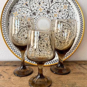 Tawny brown wine glasses, CHOICE set of 2, vintage barware