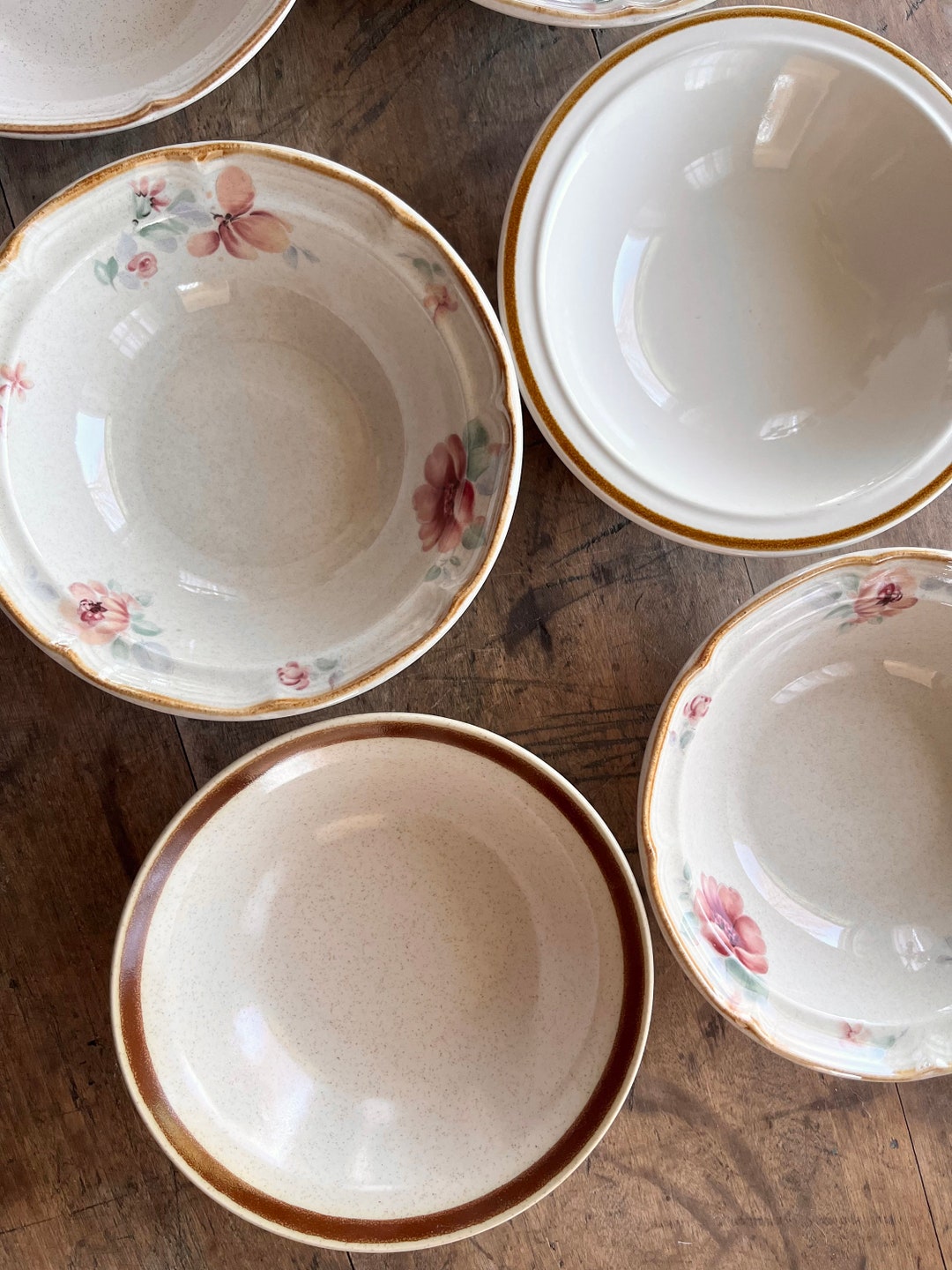 Mismatched Vintage Cereal Bowls Set of 6 Stoneware Bowls Etsy