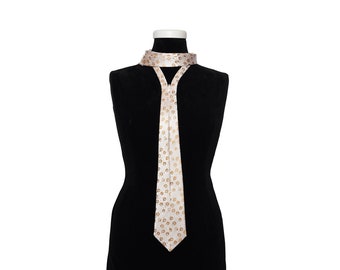 cravates "basicZipp", cream white, noble & unique designer tie made of silk, long ties, tie, scarf