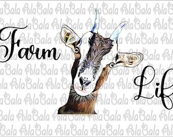 Watercolor Goat Clipart, Farm Life PNG JPG (Digital Download)