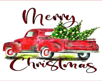 Christmas PNG, Christmas tree png,  red truck png, Christmas Plaid, Christmas Sublimation, Christmas, sublimation, watercolor