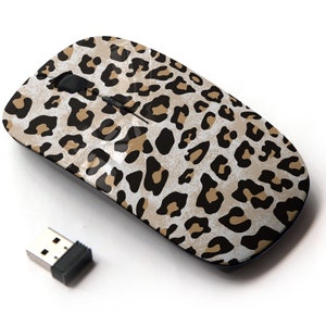 Patrón de leopardo moderno - ratón inalámbrico, ratón óptico portátil 2.4G con receptor Nano USB para niños, niños.