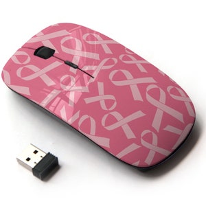 Patrón de cintas de cáncer de mama - Ratón inalámbrico, ratón óptico portátil 2.4G con receptor Nano USB para niños, niños.