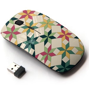 Hermosa impresión de patrón de edredón - ratón inalámbrico, ratón óptico portátil 2.4G con receptor Nano USB para niños, niños.
