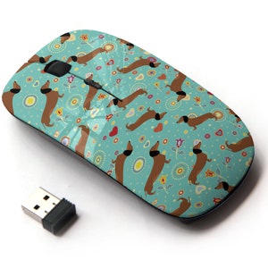 Lindo patrón dachshunds - ratón inalámbrico, ratón óptico portátil 2.4G con receptor Nano USB para niños, niños.