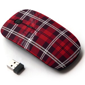 Patrón tradicional de tartan escocés a cuadros: ratón inalámbrico, ratón óptico portátil 2.4G con receptor Nano USB para niños, niños.