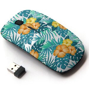 Summer Hawaiian Exotic Pattern Print - Ratón inalámbrico, ratón óptico portátil 2.4G con receptor Nano USB para niños, niños.