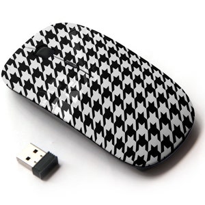 Patrón de dientes de perro blanco y negro - Mouse inalámbrico, mouse óptico portátil 2.4G con receptor Nano USB para niños, niños.