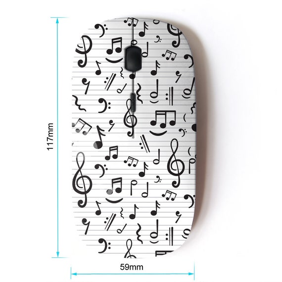 Music Notes Pattern Wireless Mouse 2.4G Portable Optical Mouse with Nano USB Receiver for Kids Children