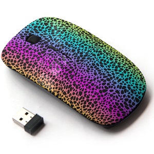 Spots On Rainbow Pattern Print - Ratón inalámbrico, ratón óptico portátil 2.4G con receptor Nano USB para niños, niños.