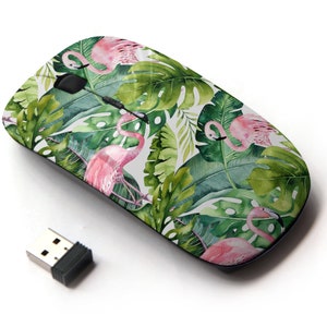 Patrón de flamenco aislado pical - ratón inalámbrico, ratón óptico portátil 2.4G con receptor Nano USB para niños, niños.
