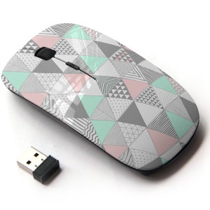 Colorido patrón de impresión de colores pastel: mouse inalámbrico, mouse óptico portátil 2.4G con receptor Nano USB para niños, niños.
