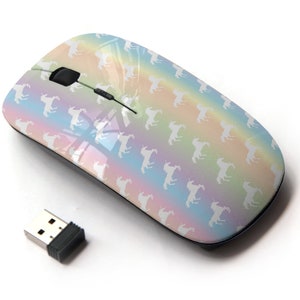 White Unicorns Icons Print - Wireless Mouse, 2.4G Portable Optical Mouse with Nano USB Receiver for Kids, Children.