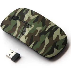 Patrón de impresión de camuflaje - Ratón inalámbrico, ratón óptico portátil 2.4G con receptor Nano USB para niños, niños.