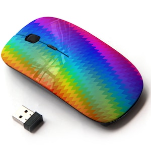 Vertical Zigzag Chevron Rainbow Pattern Print - Ratón inalámbrico, ratón óptico portátil 2.4G con receptor Nano USB para niños, niños.