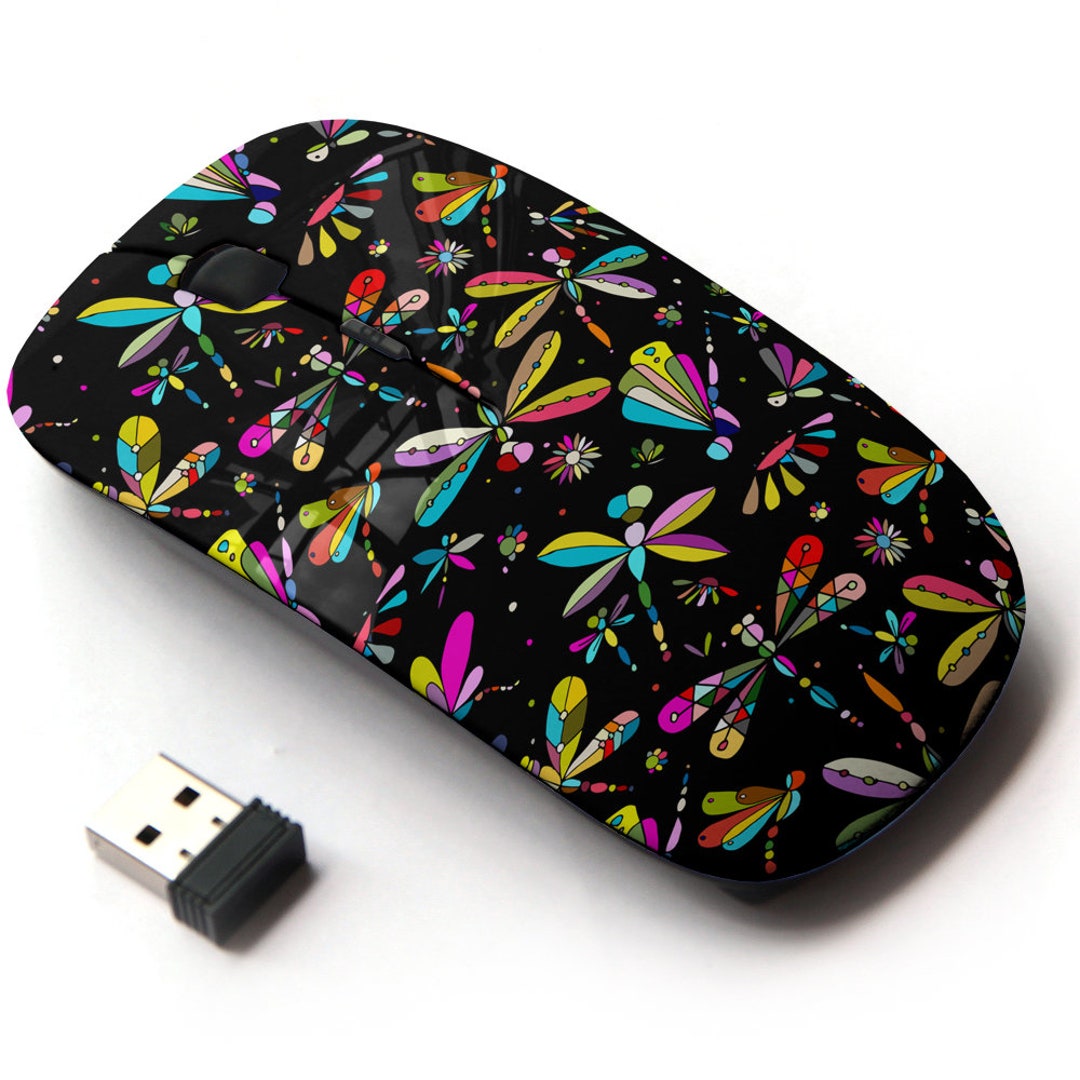 Dragonflies Print Pattern - Wireless Mouse, 2.4G Portable Optical Mouse ...