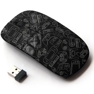 Patrón de gadgets de controlador de videojuegos: mouse inalámbrico, mouse óptico portátil 2.4G con receptor Nano USB para niños, niños.