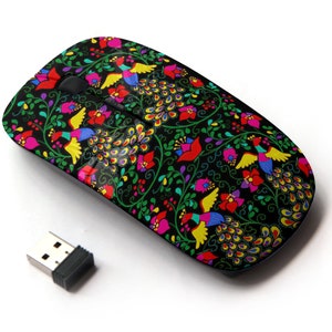 Patrón de estilo mexicano - Ratón inalámbrico, ratón óptico portátil 2.4G con receptor Nano USB para niños, niños.