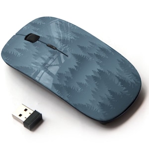 Mountains Forest On Print Pattern - Ratón inalámbrico, ratón óptico portátil 2.4G con receptor Nano USB para niños, niños.