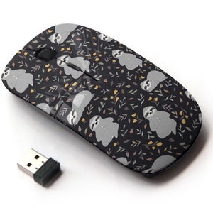 Lindo bebé perezosos en patrón de impresión - ratón inalámbrico, ratón óptico portátil 2.4G con receptor Nano USB para niños, niños.