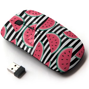 Summer Watermelon Slices Icons Pattern Print - Wireless Mouse, 2.4G Portable Optical Mouse with Nano USB Receiver for Kids, Children.