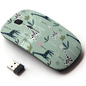 Mix Giraffe Leopard Tucan Monkey Pattern - Ratón inalámbrico, ratón óptico portátil 2.4G con receptor Nano USB para niños, niños.