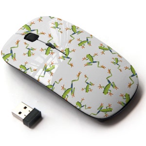 Tree Frogs Icons Pattern Print - Ratón inalámbrico, ratón óptico portátil 2.4G con receptor Nano USB para niños, niños.