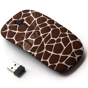 Patrón de impresión de jirafa - ratón inalámbrico, ratón óptico portátil 2.4G con receptor Nano USB para niños, niños.