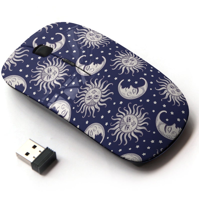 Sun Moon Vintage Pattern - Wireless Mouse, 2.4G Portable Optical Mouse ...