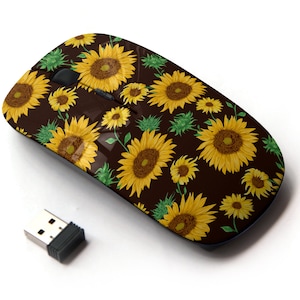 Patrón de girasoles - ratón inalámbrico, ratón óptico portátil 2.4G con receptor Nano USB para niños, niños.