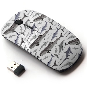 Colored Mix Sharks On Pattern - Ratón inalámbrico, ratón óptico portátil 2.4G con receptor Nano USB para niños, niños.