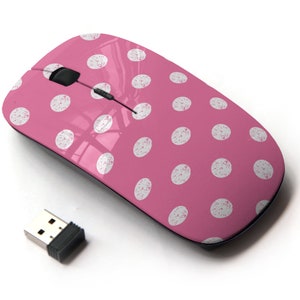 Impresión de patrón de lunares rosa brillante - Ratón inalámbrico, ratón óptico portátil 2.4G con receptor Nano USB para niños, niños.