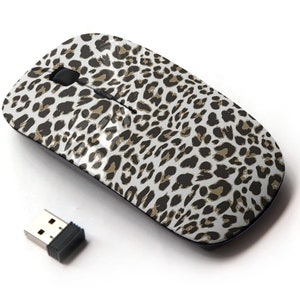Leopard Design On Pattern - Ratón inalámbrico, ratón óptico portátil 2.4G con receptor Nano USB para niños, niños.