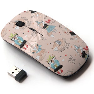 Lindo patrón de impresión Fox - ratón inalámbrico, ratón óptico portátil 2.4G con receptor Nano USB para niños, niños.