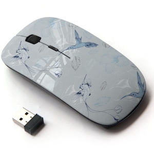 Birds Hummingbirds Flowers Print - Ratón inalámbrico, ratón óptico portátil 2.4G con receptor Nano USB para niños, niños.