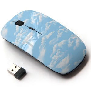 Patrón de nubes - Ratón inalámbrico, ratón óptico portátil 2.4G con receptor Nano USB para niños, niños.