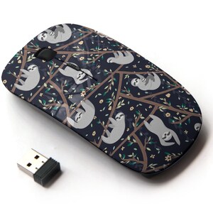 Lindo patrón de perezosos para bebés: mouse inalámbrico, mouse óptico portátil 2.4G con receptor Nano USB para niños, niños.