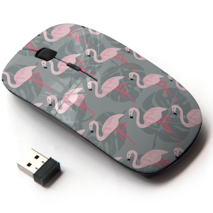 Lindo patrón de moda Flamingo - ratón inalámbrico, ratón óptico portátil 2.4G con receptor Nano USB para niños, niños.