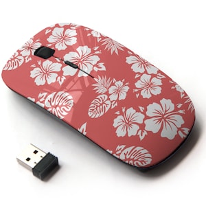 Hawaiian Aloha Icons Pattern Print - Ratón inalámbrico, ratón óptico portátil 2.4G con receptor Nano USB para niños, niños.