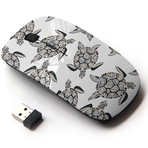 Linda acuarela tortugas marinas en patrón - ratón inalámbrico, ratón óptico portátil 2.4G con receptor Nano USB para niños, niños.