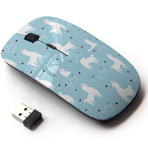 Lovely Llamas Cute Hipster Pattern - Ratón inalámbrico, ratón óptico portátil 2.4G con receptor Nano USB para niños, niños.