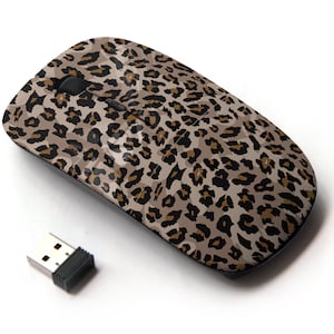 Patrón de impresión de diseño leopardo: ratón inalámbrico, ratón óptico portátil 2.4G con receptor Nano USB para niños, niños.