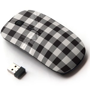 Patrón a cuadros de leñador negro blanco - ratón inalámbrico, ratón óptico portátil 2.4G con receptor Nano USB para niños, niños.