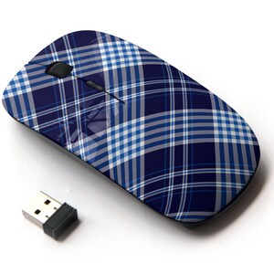 Patrón de impresión a cuadros de dark navy - ratón inalámbrico, ratón óptico portátil 2.4G con receptor Nano USB para niños, niños.