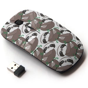 Lindo happy sloth on pattern - ratón inalámbrico, ratón óptico portátil 2.4G con receptor Nano USB para niños, niños.