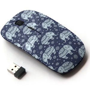 Patrón de elefante tribal - ratón inalámbrico, ratón óptico portátil 2.4G con receptor Nano USB para niños, niños.