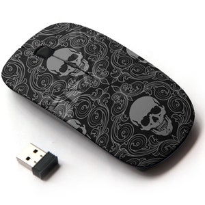 Patrón de calaveras - ratón inalámbrico, ratón óptico portátil 2.4G con receptor Nano USB para niños, niños.