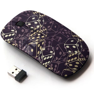 Dice On Print Pattern - Ratón inalámbrico, ratón óptico portátil 2.4G con receptor Nano USB para niños, niños.