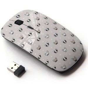 Lindo patrón de bulldog francés - ratón inalámbrico, ratón óptico portátil 2.4G con receptor Nano USB para niños, niños.